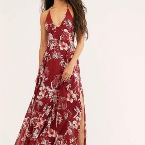 Free people maxi backless dress red small